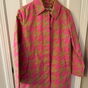 Pink and Tan Houndstooth Women's Coat